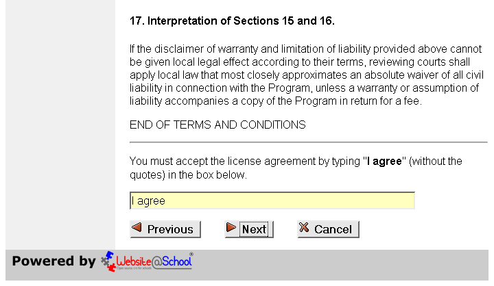 [ License, page bottom, entry field ]