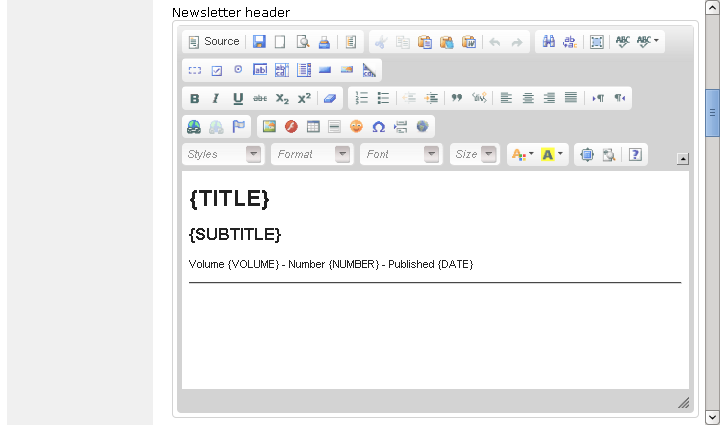 [ configuration of newsletter header template ]