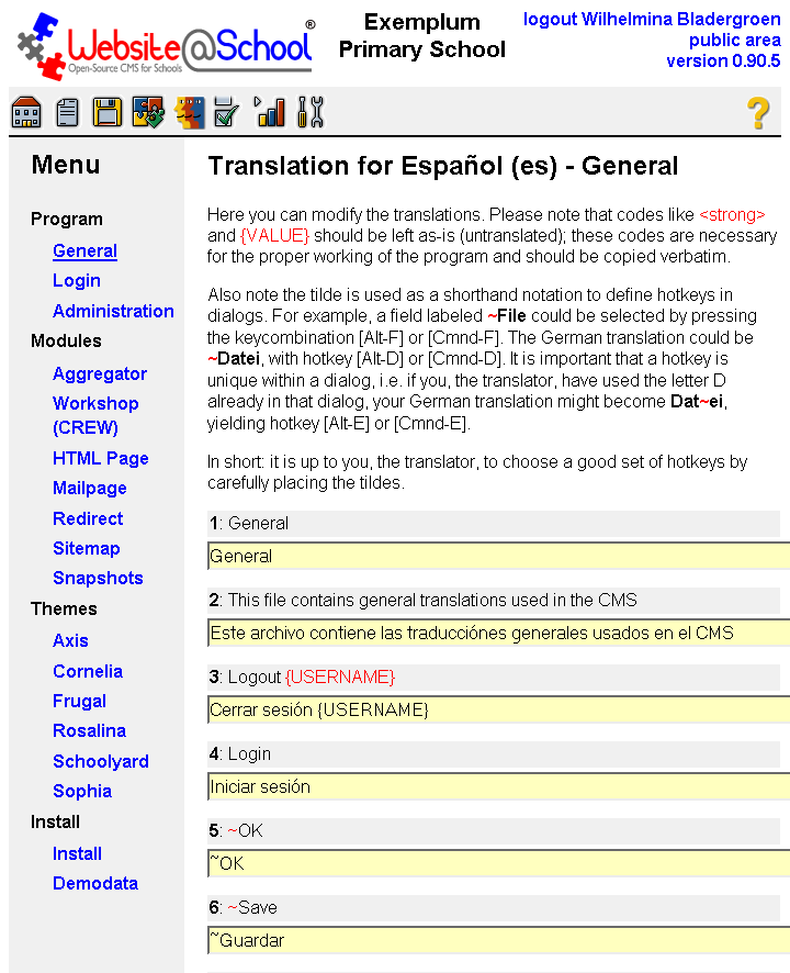 [ Translation for LanguageName (language code) - Part, entry fields. Page top ]